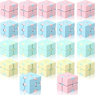 22 Pieces Fidget Toy Cube, Handheld Cube Anxiety Relief Cube Flip Toys Fidget Toy Fidget Blocks for Adults Relieve Stress and Kill Time (Blue, Pink, Mint, Yellow)