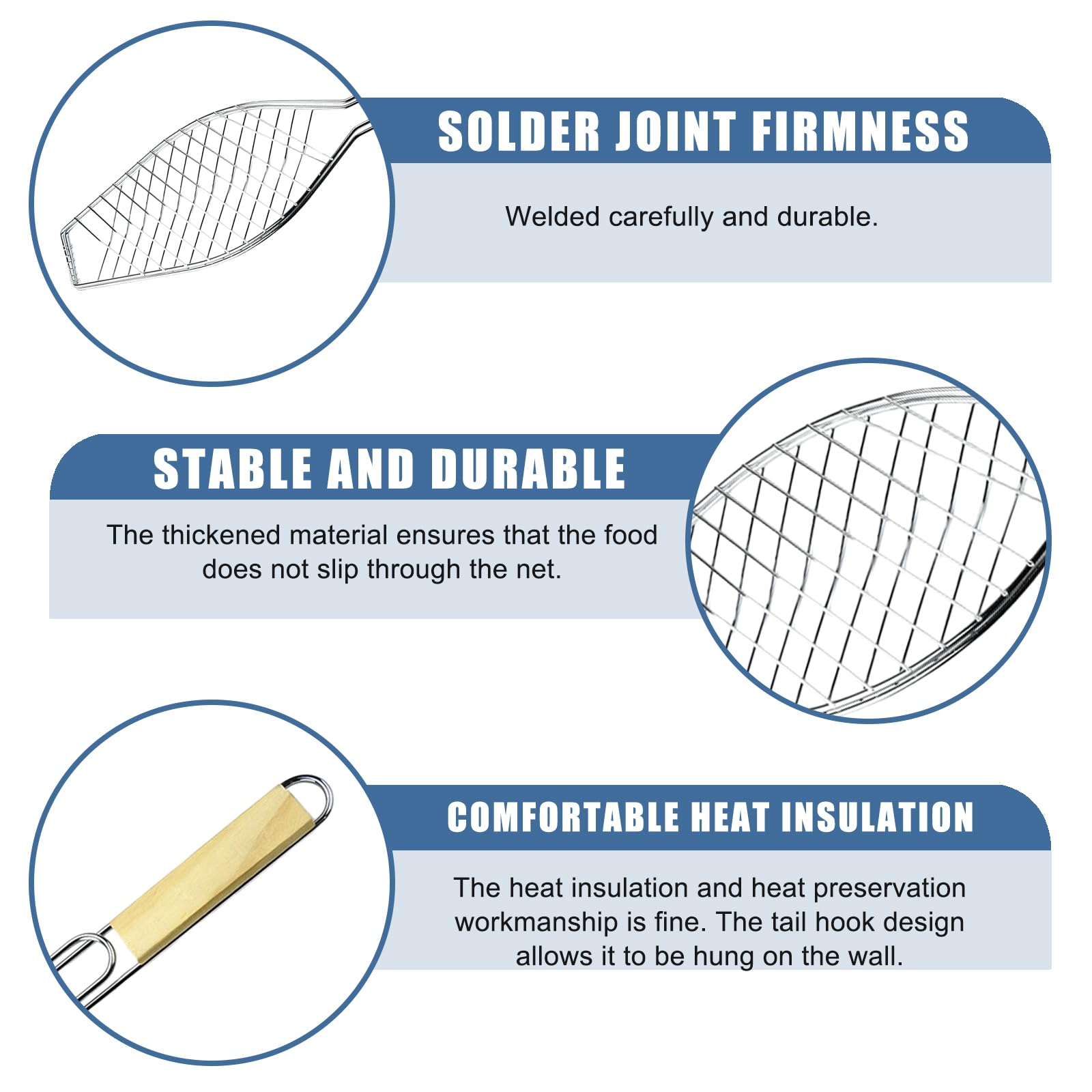 GBKDQQ Lot de 4 supports de barbecue en acier inoxydable avec manche en bois et brosse à huile - 60 x 15 cm - Pince à poisson pour barbecue et barbecue