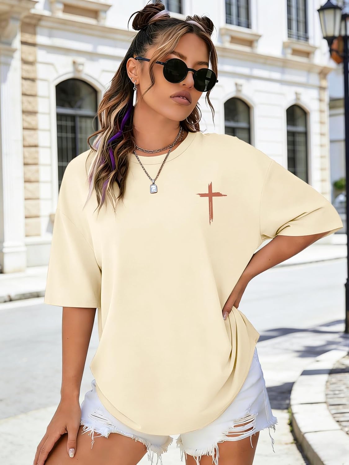 Christian Shirts for Women Oversized Faith Tshirt Jesus Cross Graphic Tee Religious Sayings Bible Verse Inspirational Tops - Image 3