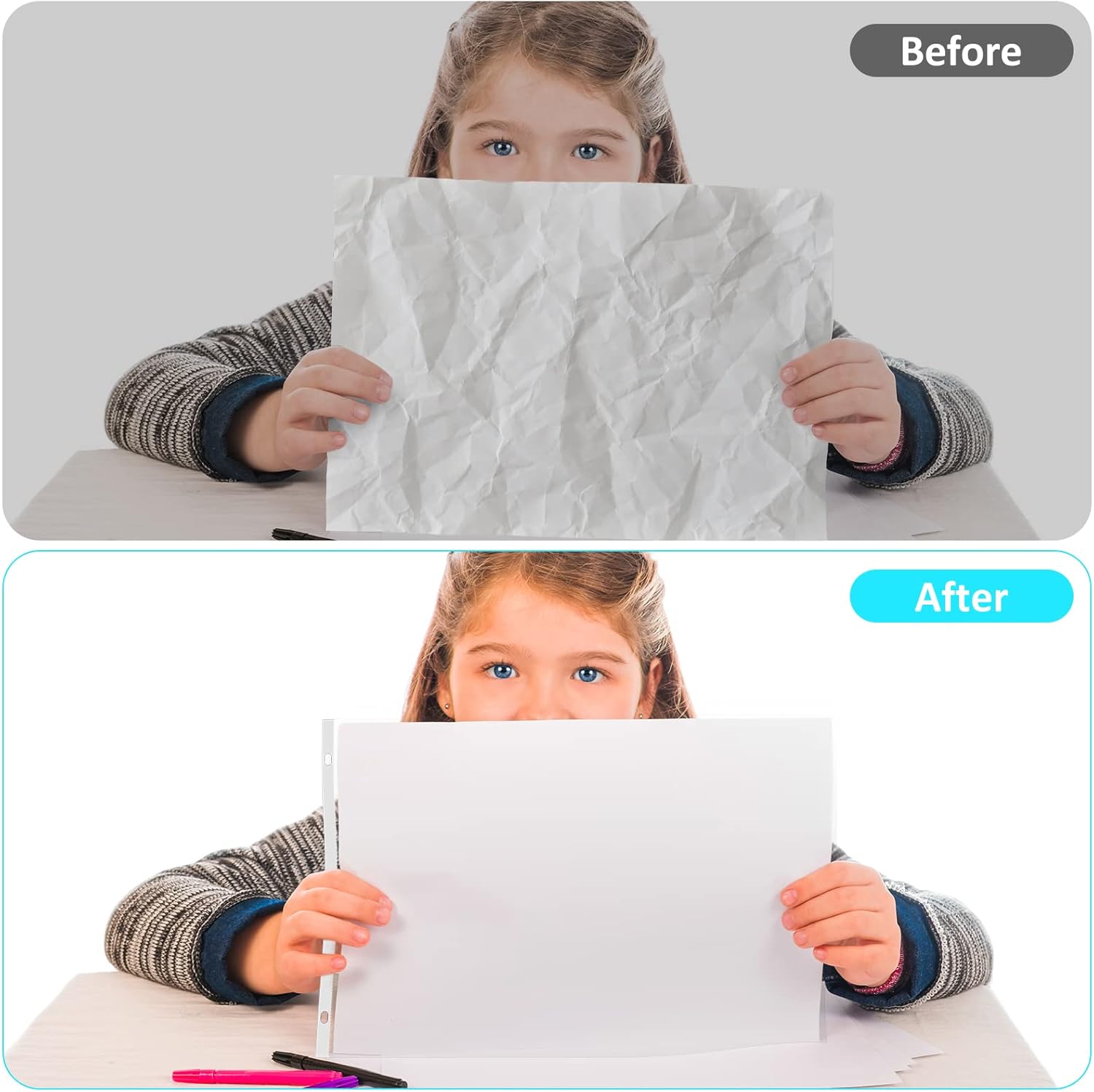 Glenmal 200 Pack Sheet Protectors 11 x 17 Inch 3 Hole Clear Heavy Duty Page Protectors for 3 Ring Binder, Plastic Sleeves for Binders