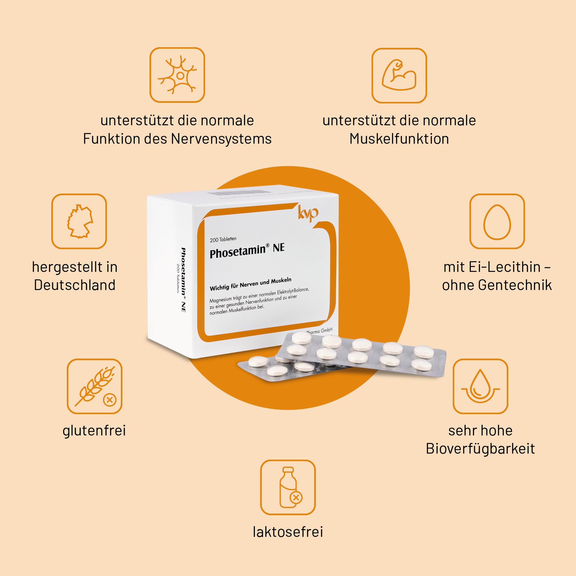 NE Tabletten – Elektrolyte & Ei-Lecithin zur Unterstützung von Nerven, Muskeln & Energiestoffwechsel – mit Magnesium, Kalium, Calcium in Citratform – gentechnikfrei & vegetarisch, 200 St