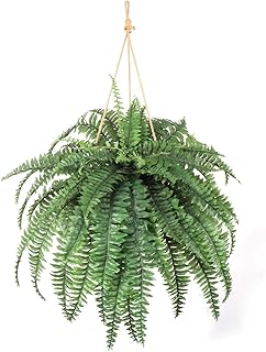 Floral Home Boston Fern Artificial Plants Fake Silk Indoor/Outdoor Plant Ideal for Hanging Basket or Planters 34