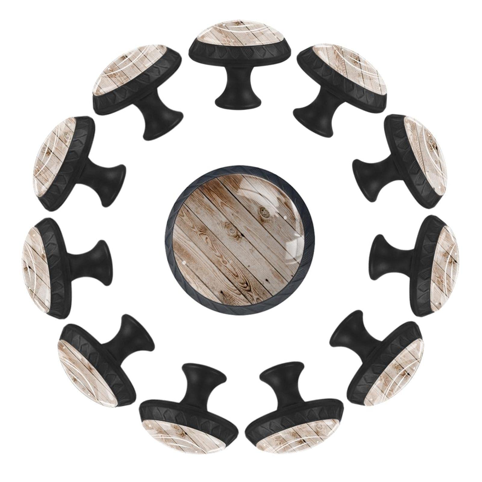 Boutons de meuble en bois ancien lot de 12 poignées de tiroir artisanales rondes de 35 mm