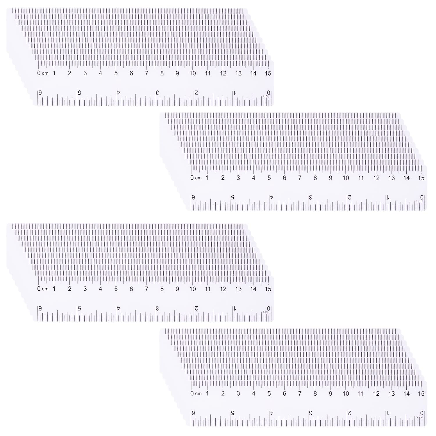 AIEX 100pcs 6inch Small Transparent Inch Ruler with Inches Centimeters
