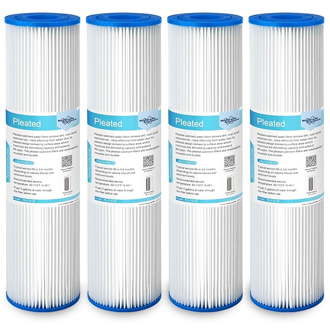Membrane Solutions 20微米折叠聚酯沉淀水过滤器替换滤芯 通用全屋前置过滤器