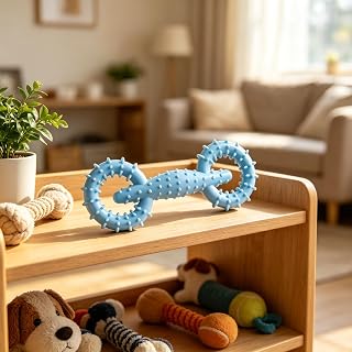1 Piece Dual-Ring Spiked TPR Dog Chew Toy, 6.30 x 2.28 in, Food-Grade TPR, 4-in-1 Play, Teething, Teeth Cleaning and Anxiety Relief, for Small and Medium Dogs, Puppies and Adult Dogs, Pink