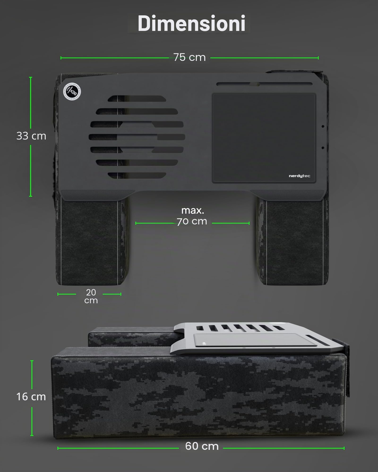 Couchmaster® CYBOT - Lapdesk ergonomico per Notebook o periferiche, con Cuscino, Adatto a Letto/Divano
