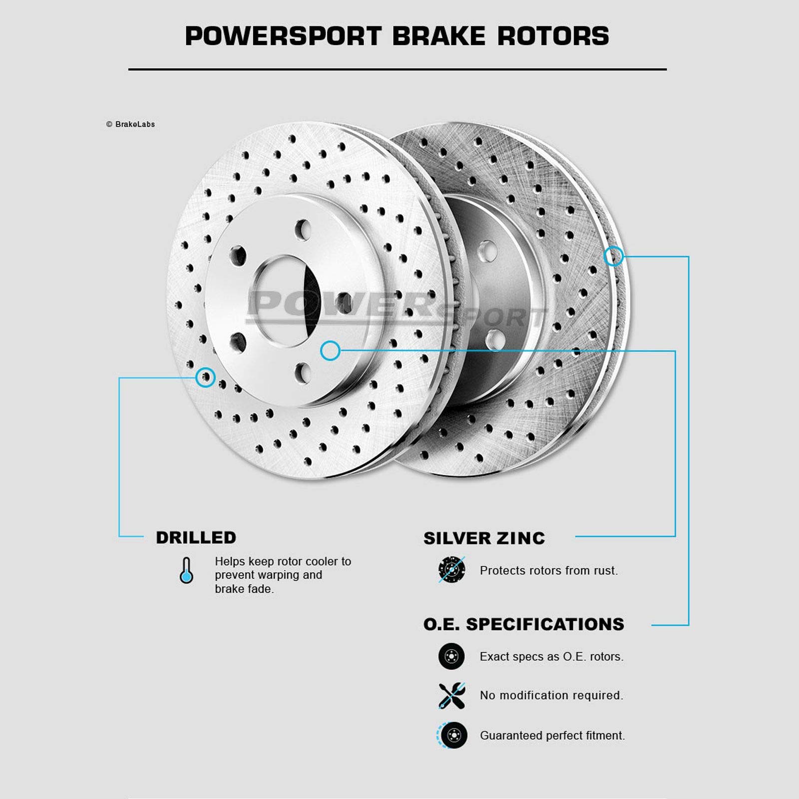 PowerSport Bremsen & Rotoren Kit – Vorne & Hinten, Keramische Beläge, Passend Für Acura MDX 2017-2020