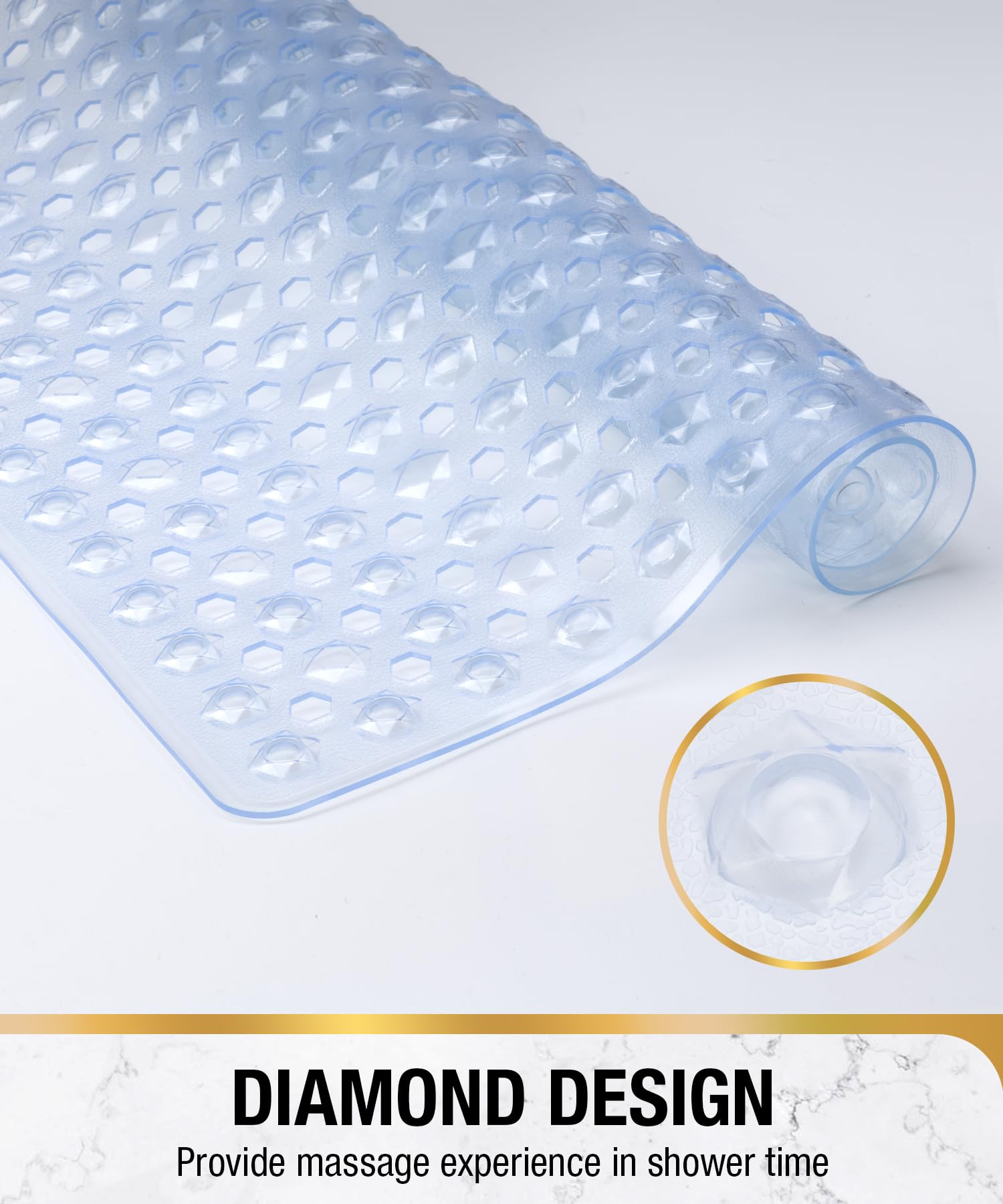 HITSLAM Shower Mat Non Slip Anti Mould, Bath Mat Anti Slip With Suction Cups and Drain Holes - Image 4
