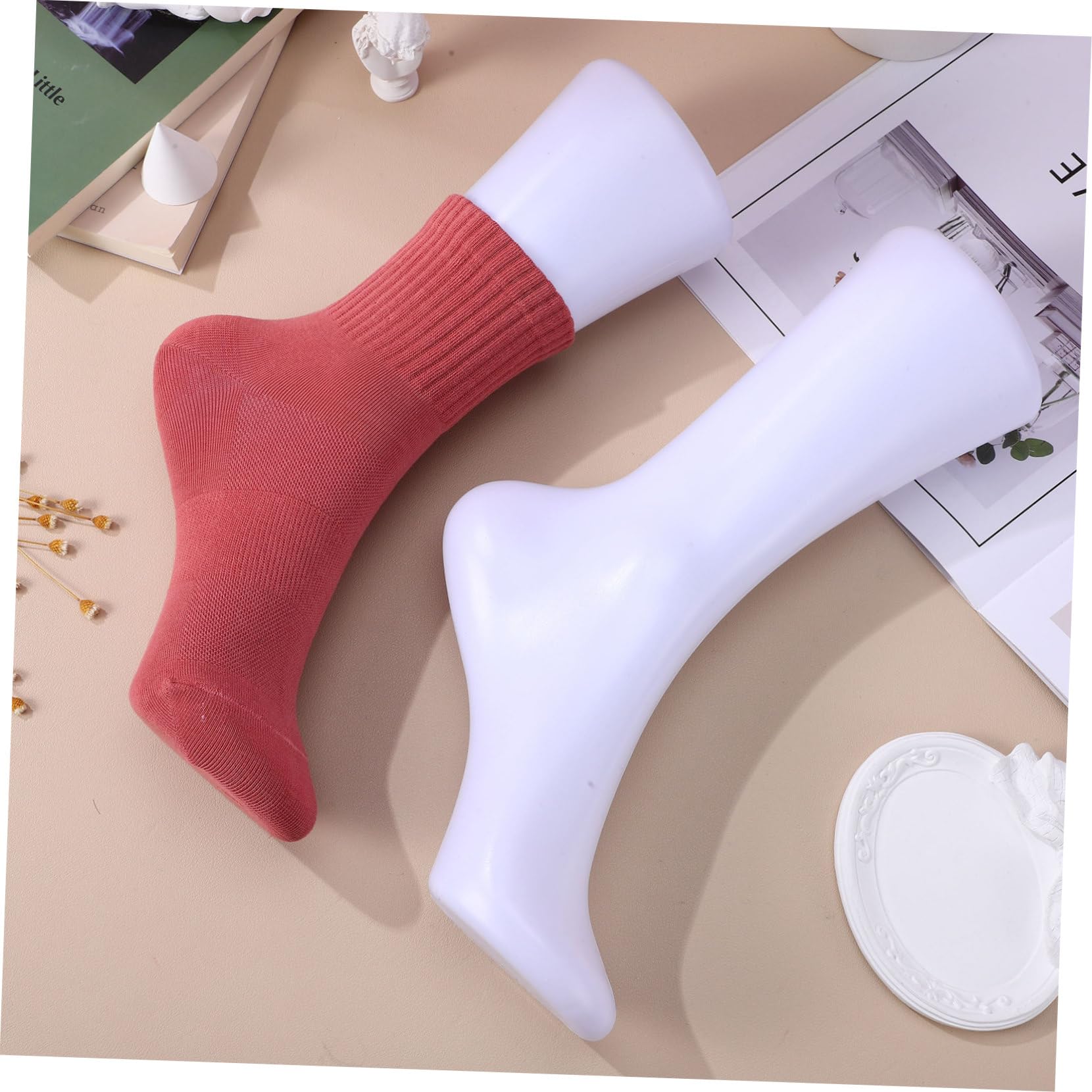 SOLUSTRE Female Foot Mannequin Sock Models 2 Pack Foot Model Display for Shoes Anklets