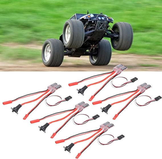 5Pcs RC Brushed ESC, 30A Brushed ESC with Brake Dual Way JST Interface High Efficiency Micro Brushed Speed Controller for 1/16 1/24 1/18 Car Model