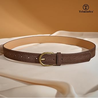 TRIWORKS Women Suede Leather Belt for Jeans Vintage Leather belt for Pants Ladies Waist Belts with Bronze Buckle