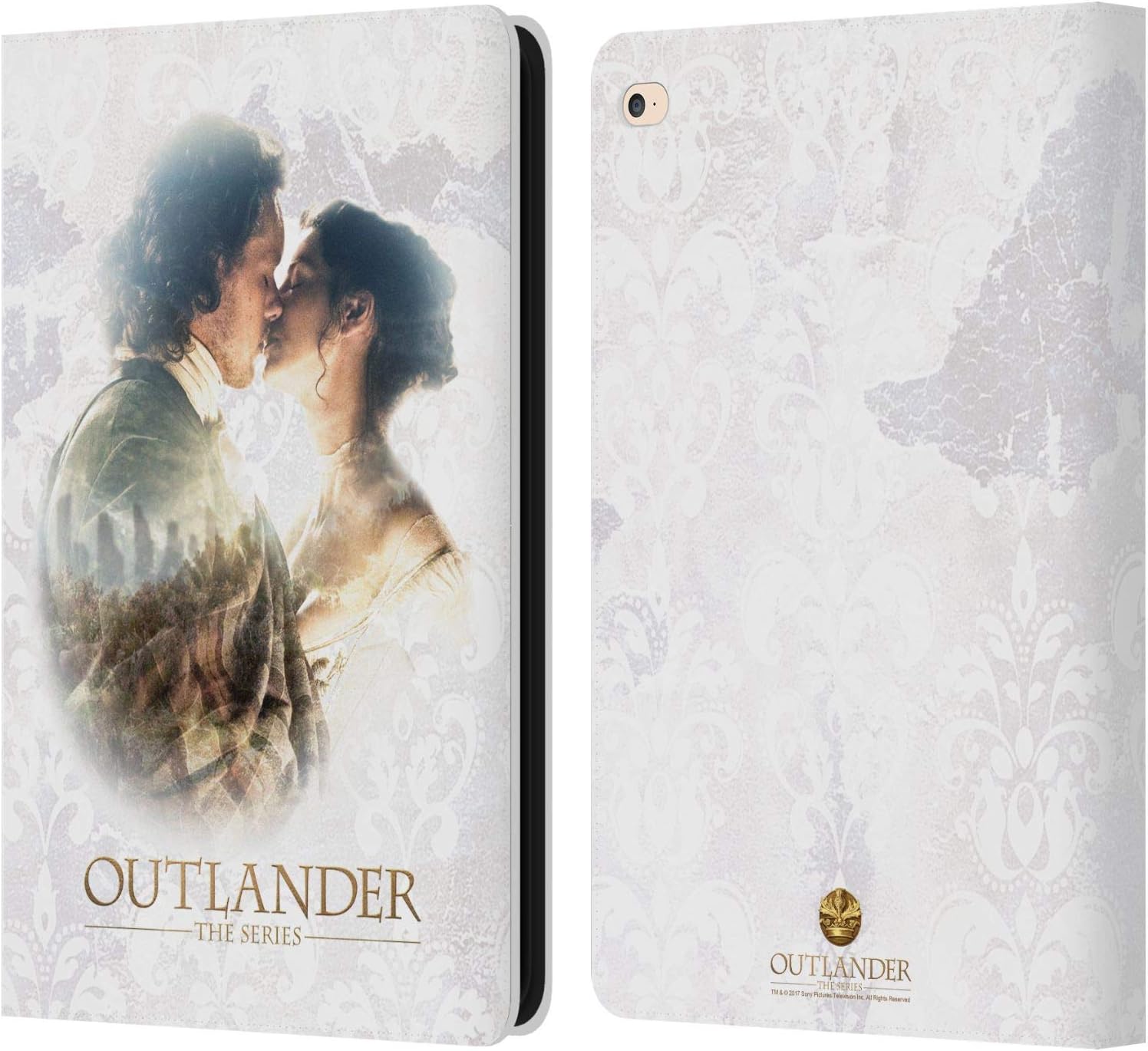 Head Case Designs Officially Licensed Outlander Claire & Jamie Kiss Portraits Leather Wallet Case Compatible with Apple iPad Air 2 (2014)