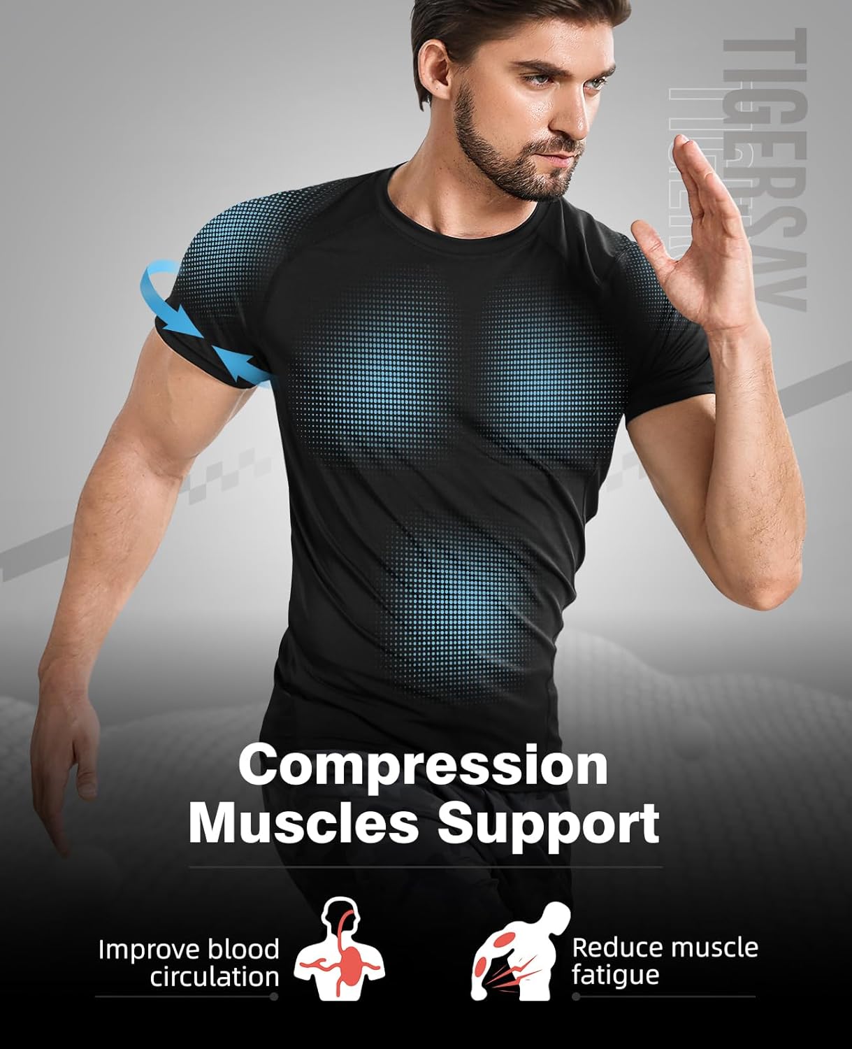 Men's Compression Shirts, Short Sleeve T-Shirt Athletic Compression Tops Workout Sports Base Layer Undershirt - Image 4