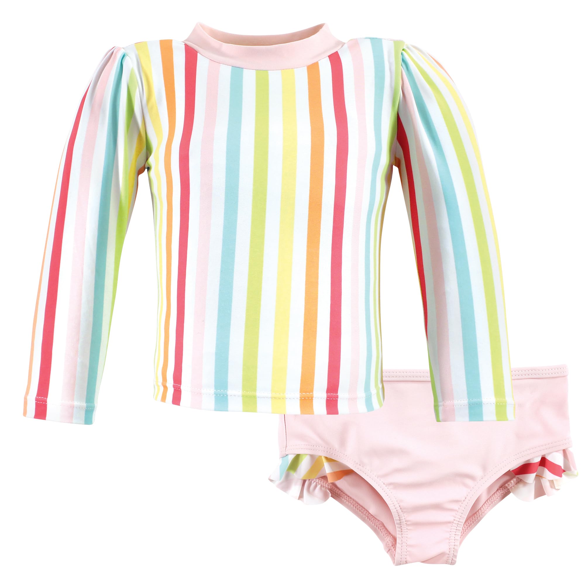 Hudson Baby Unisex Baby Swim Rashguard Set, Rainbow Stripe, 3T