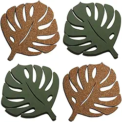 4 Descanso Suporte de Panela Travessa Folha Cortiça Natural