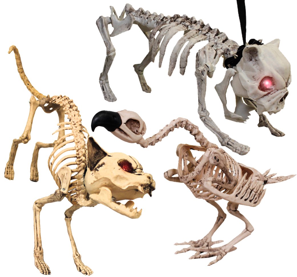 Disfraz de perro y gato con ojos brillantes y patas ajustables. Hace ladridos espeluznantes y sonidos de gato aterradores. Pilas incluidas. Decoración perfecta de Halloween y accesorios de disfraces