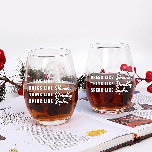 Miniatura 5 de Golden Girls - Copa de vino sin tallo de 15 onzas, regalo de agradecimiento, regalo de Navidad para mujeres, mamá, hija, hermana, amigas