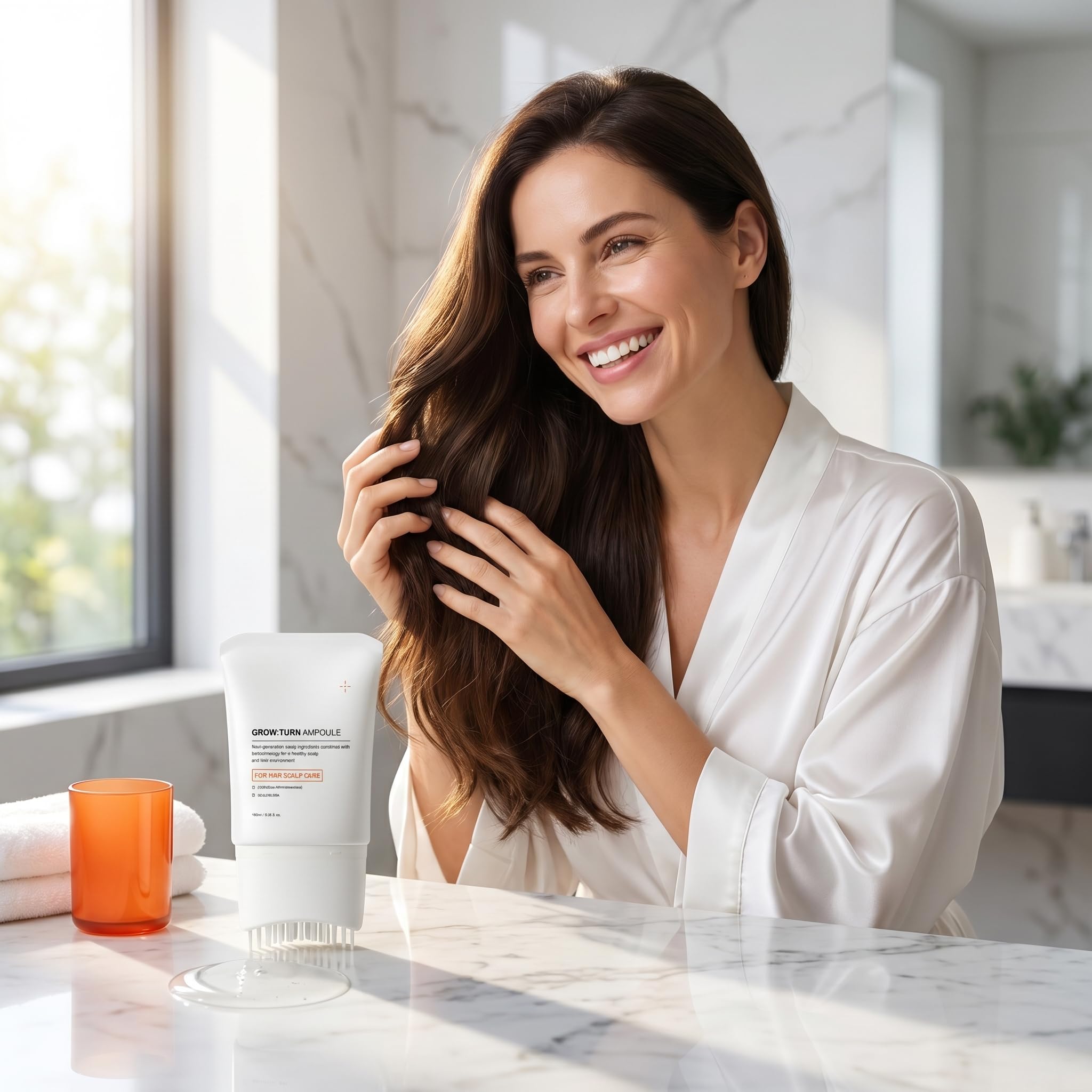 Siero per la crescita dei capelli e cura del cuoio capelluto con spazzola massaggiante integrata – Trattamento leggero, addensante e nutriente per donne e uomini (1PC)