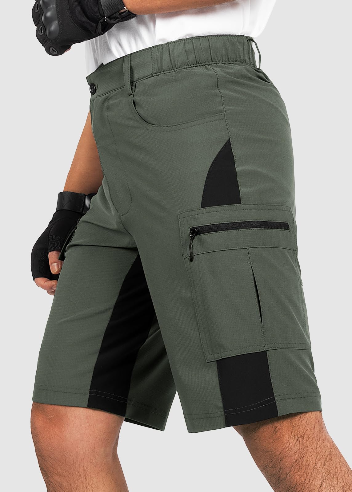 Cycorld Kurze Hose Herren Wanderhose MTB Shorts | Atmungsaktiv, Schnelltrocknend, 5 Taschen, Bermuda Cargo, Radhose, Fahrradhose, Mountainbike