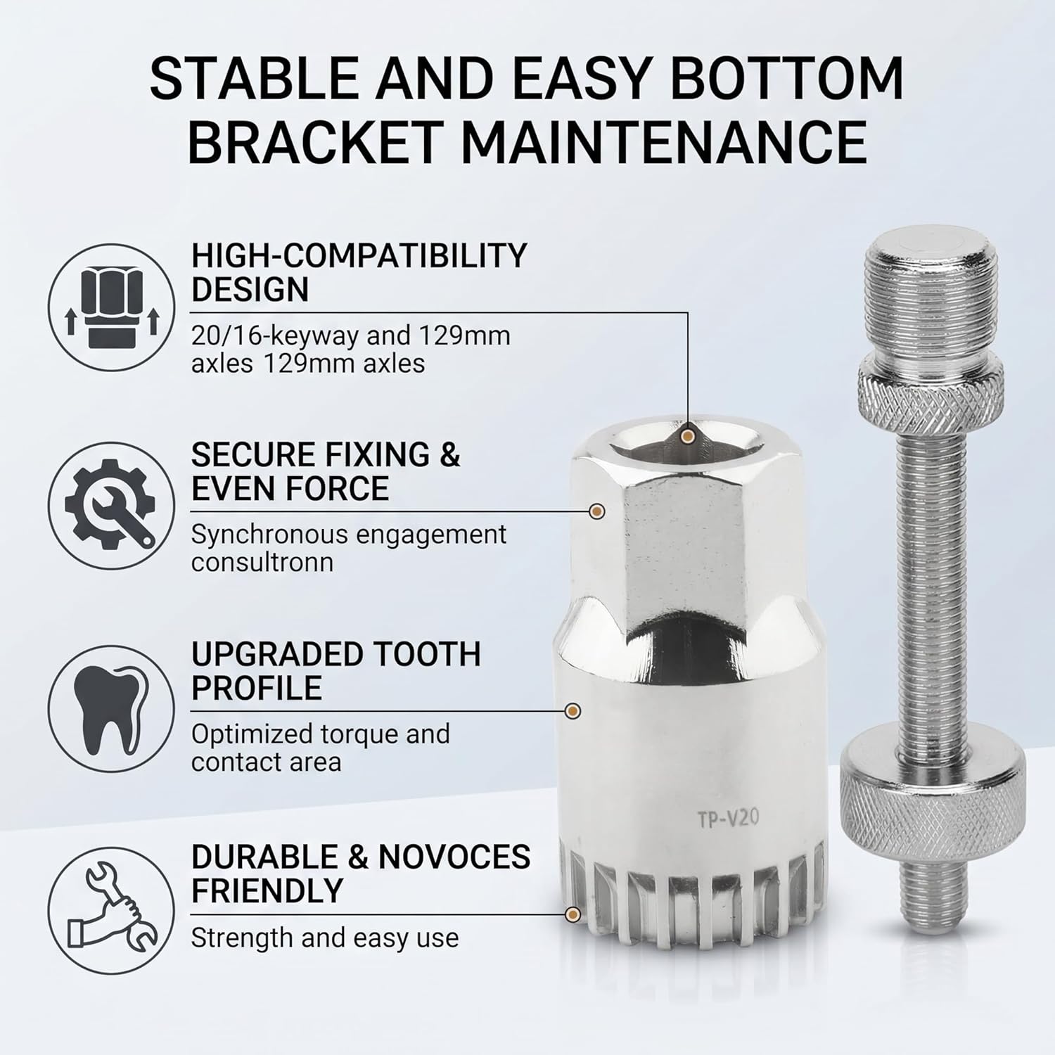 Keenso Bottom Bracket Tool, Bottom Bracket Removal Tool Hole Spline Maintenance Installation Anti‑Drop Device