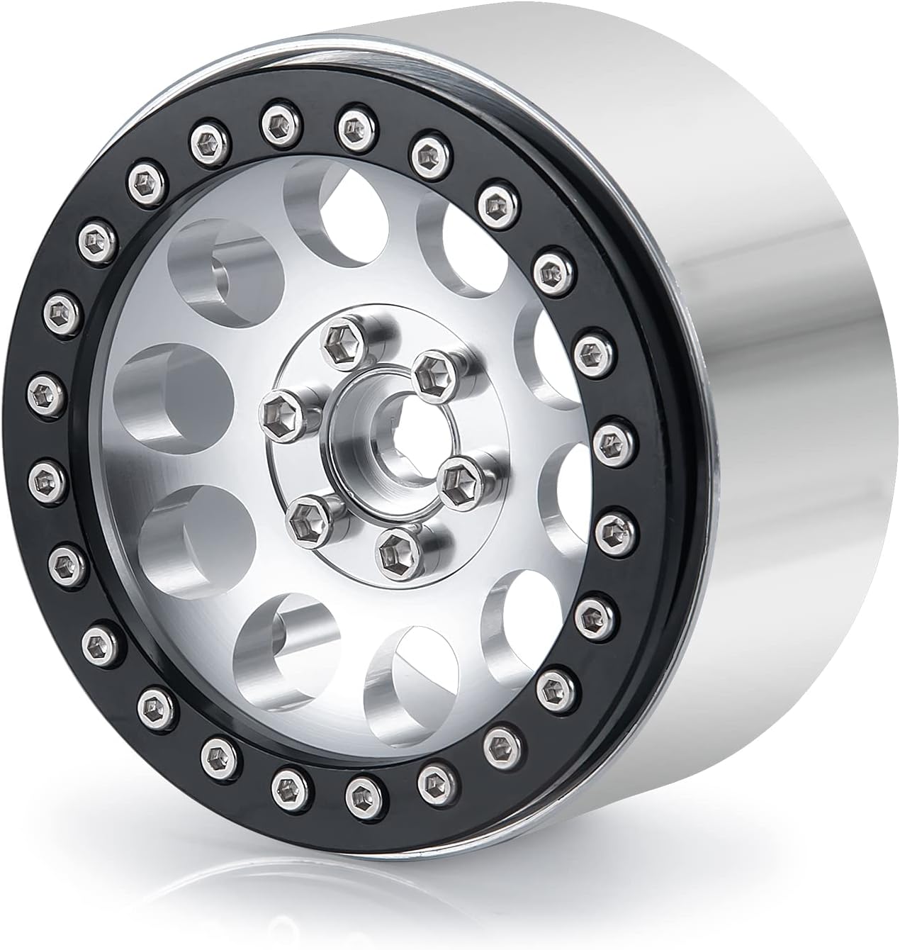 Aluminum 2.2" Beadlock Wheels Rims 35mm for 1/10 RC Crawler Truck Car SCX10,SCX10-II,TRX4,Wraith,4PCS,Silver