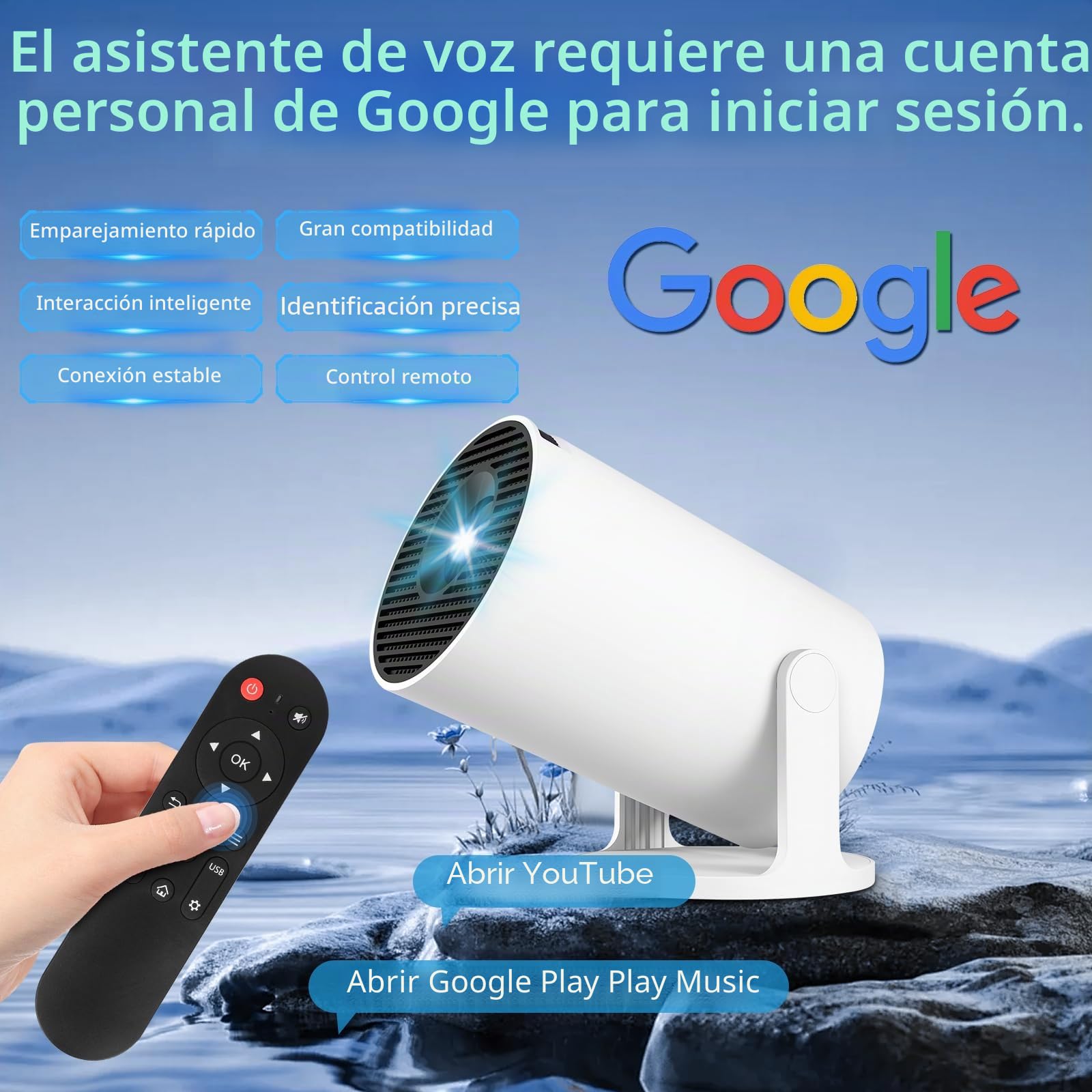 Proyector de video Mini proyector 4K Proyector de video portátil WiFi 6 Android 11 1080P Full HD Compatible con teléfono PC Lap HDMI Cine en casa Rotación de 180°