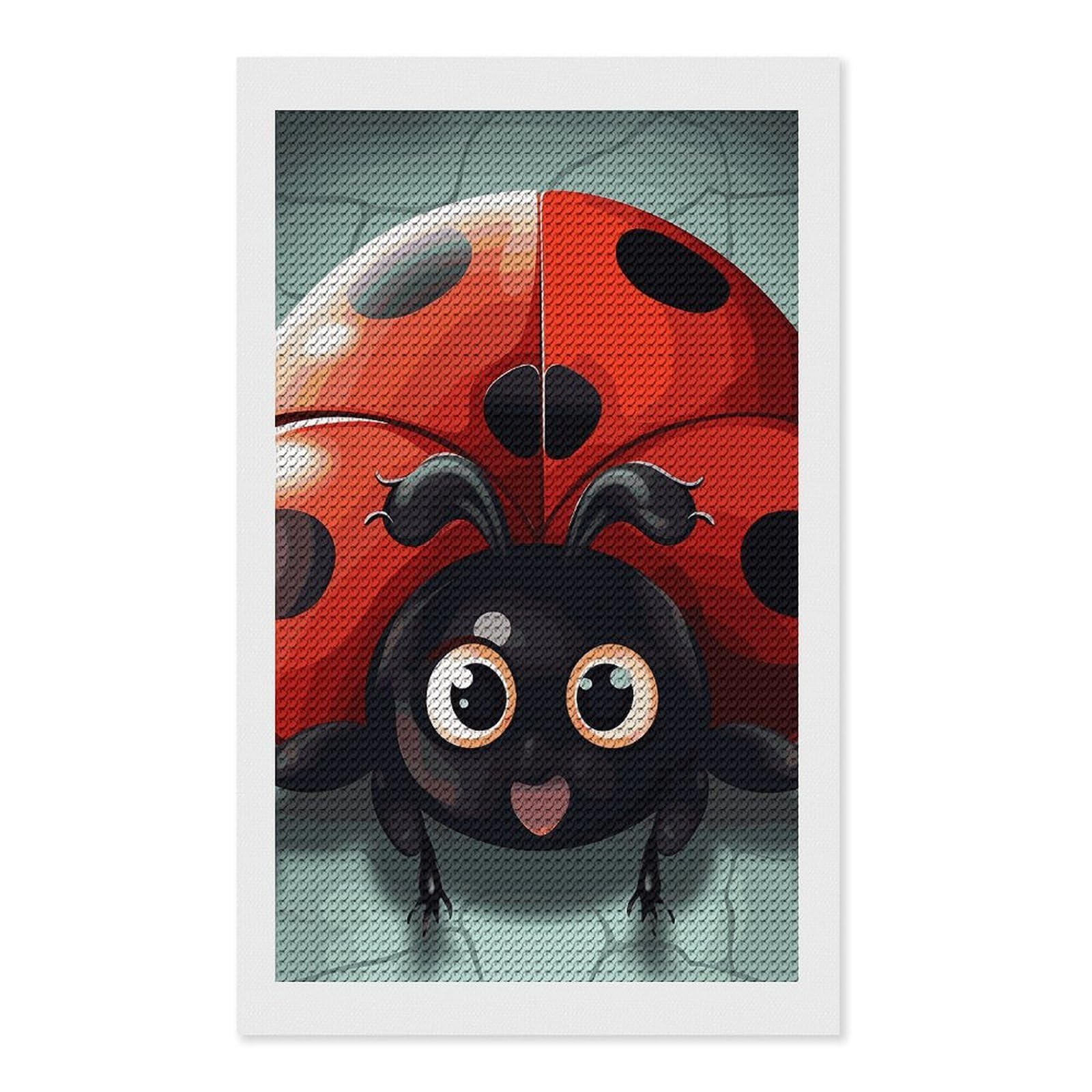 FodPand Cartoon Ladybug 5D Diamond Painting Kits for Adults Beginners Full Drill Round Diamond Dots Pictures Gem Art Supplies for Home Wall Room Decoration DIY Craft Set Gift 12x20