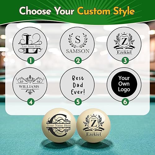 Miniatura 5 de Bola de billar personalizada con bolsa, graba texto o logotipo, monograma personalizado de 2.244 in, regalos de cumpleaños para papá, marido,