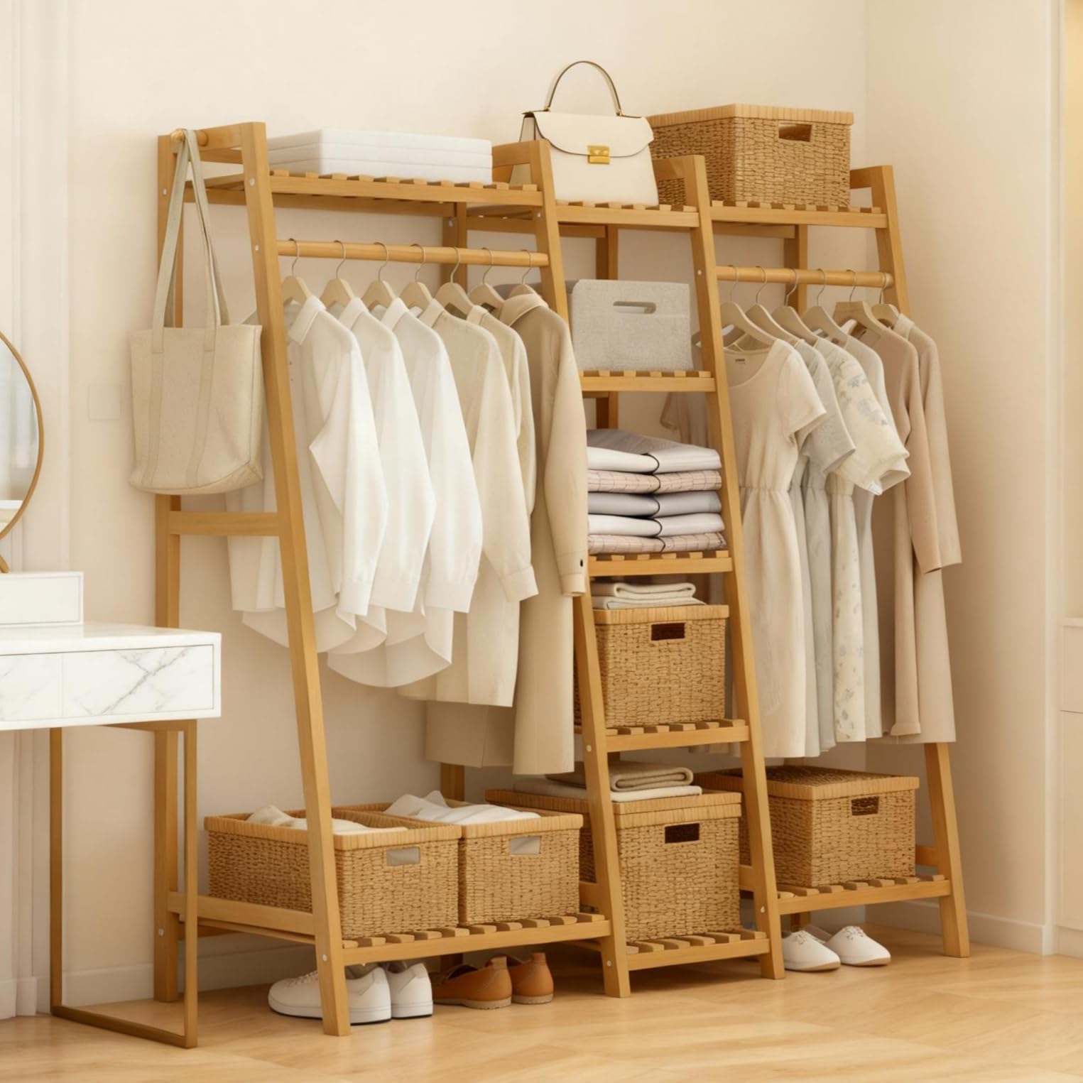 【希少】ミッフィー　ハンガーラック　ハンガーチェスト　木製ラック　当時物 Amazon.co.jp: ohbien ハンガーラック 木製 幅130×奥行40×高さ140cm