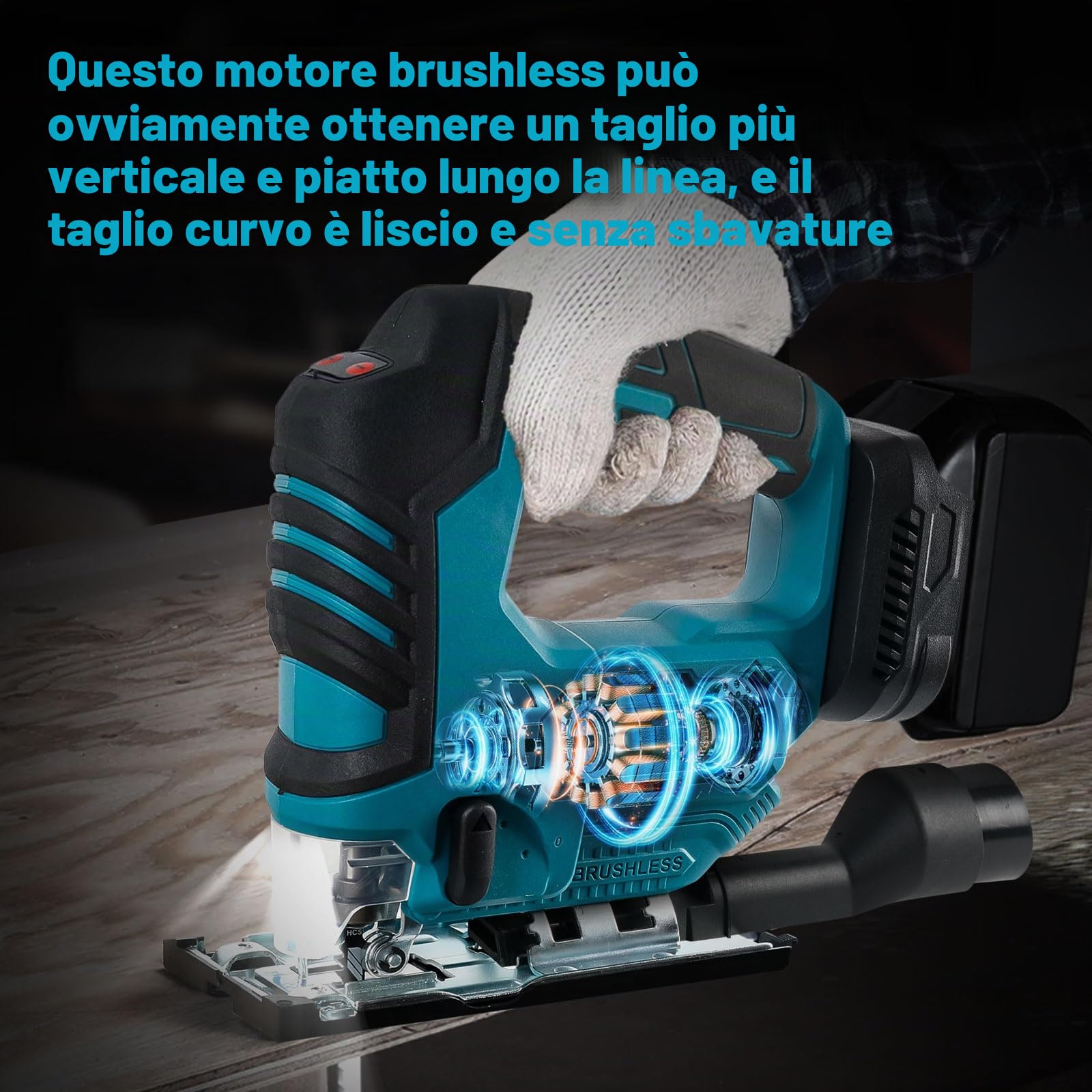 Seghetto alternativo senza fili, compatibile con batteria Makita 18 V, 500 W, utensile da taglio senza spazzole, 3300 giri/min, tagli smussati di 45° con lame per seghetto alternativo per taglio