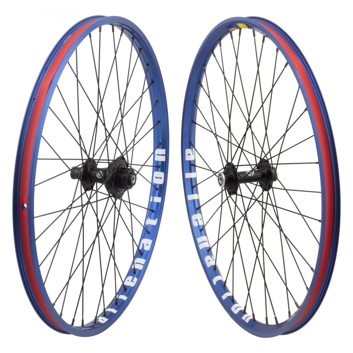 24-Inch Alloy BMX Wheel Set with Alienation Mischief and Malice Rims | Tubeless-Ready, Sealed Hub, 36H Spokes, Lightweight Performance, Reinforced Construction, BMX Racing & Freestyle Use