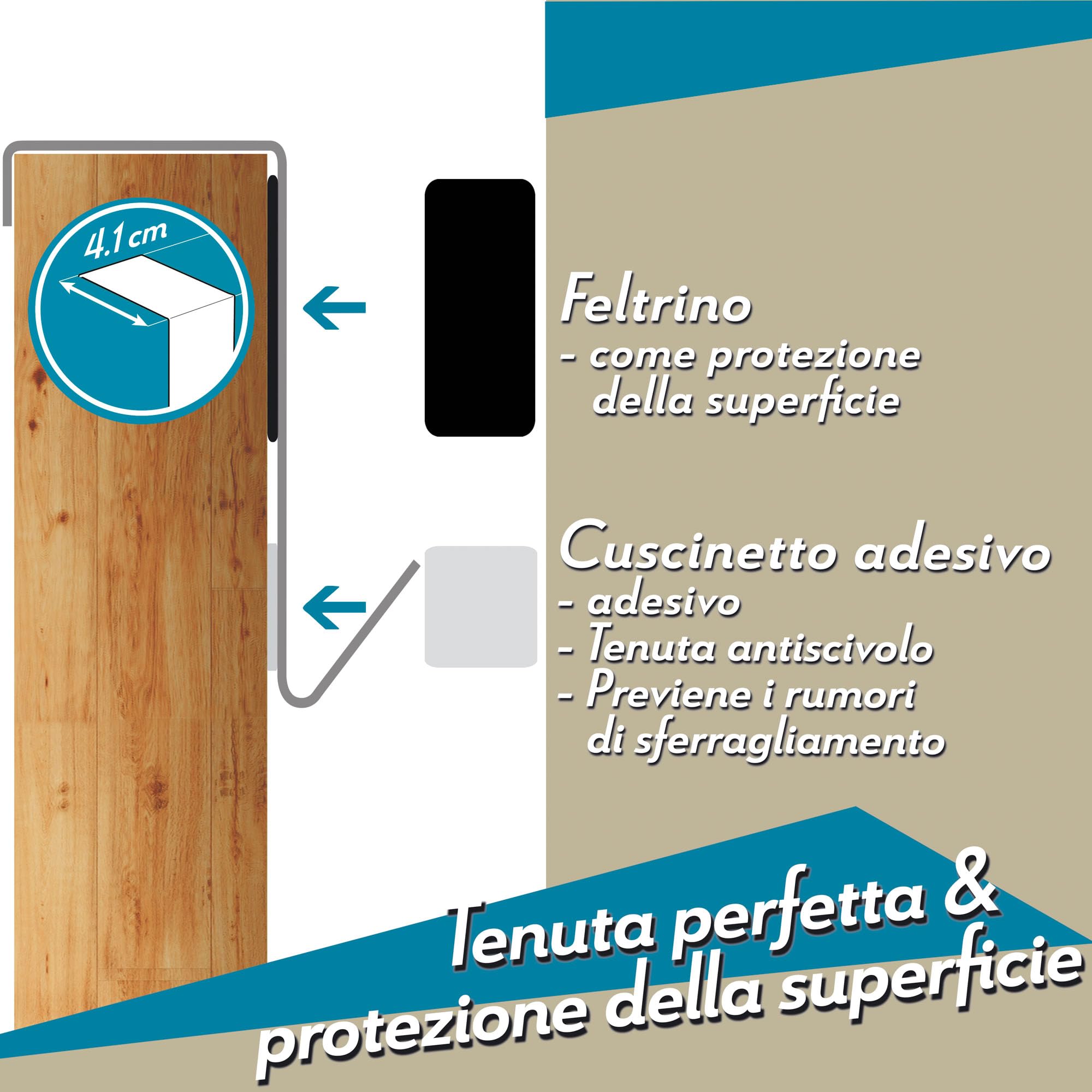 Menz Appendiabiti da Porta – 4 x ganci appendiabiti appendi abiti per porte 41 mm, inox – attaccapanni da porta