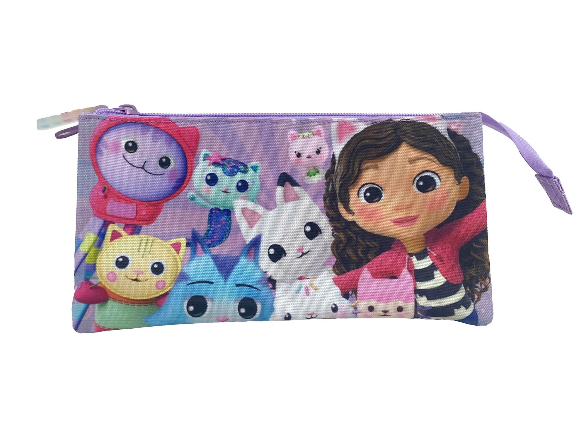 CYP BRAND Gabby- Triple Pencil Case, Pencil Case, 5 Compartments, Preschool, Pencil Case, Gabby, Pandy Patitas, Purple Color - Image 4