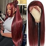 ULRICA 99J Burgundy Lace Front Wigs Human Hair Wigs for Black Women 26 Inch 13x4 HD Lace Burgundy Wig Human Hair Pre Plucked Red Lace Front Wigs 180% Density Straight Burgundy Wig