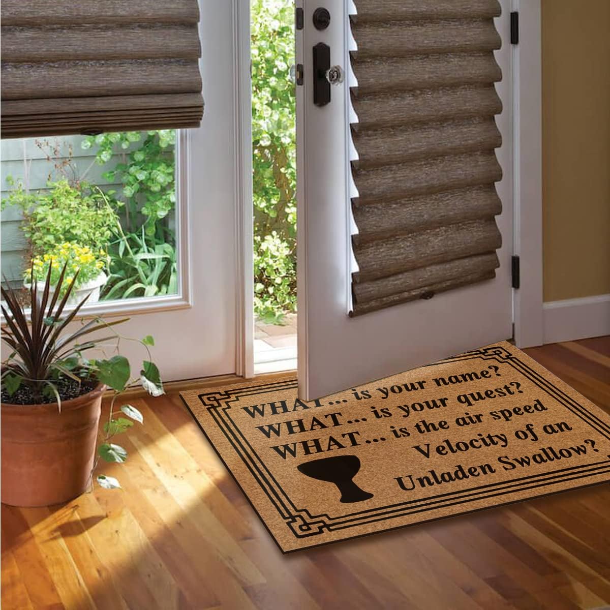 What is Your Name Holy Grail Doormats for Outdoor Entrance Home Rugs Indoor, Funny Monogrammed Doormat Entryway Entry Rug Non Slip Rubber Front Welcome Door Mat Outside Floor Mats 30"X18"