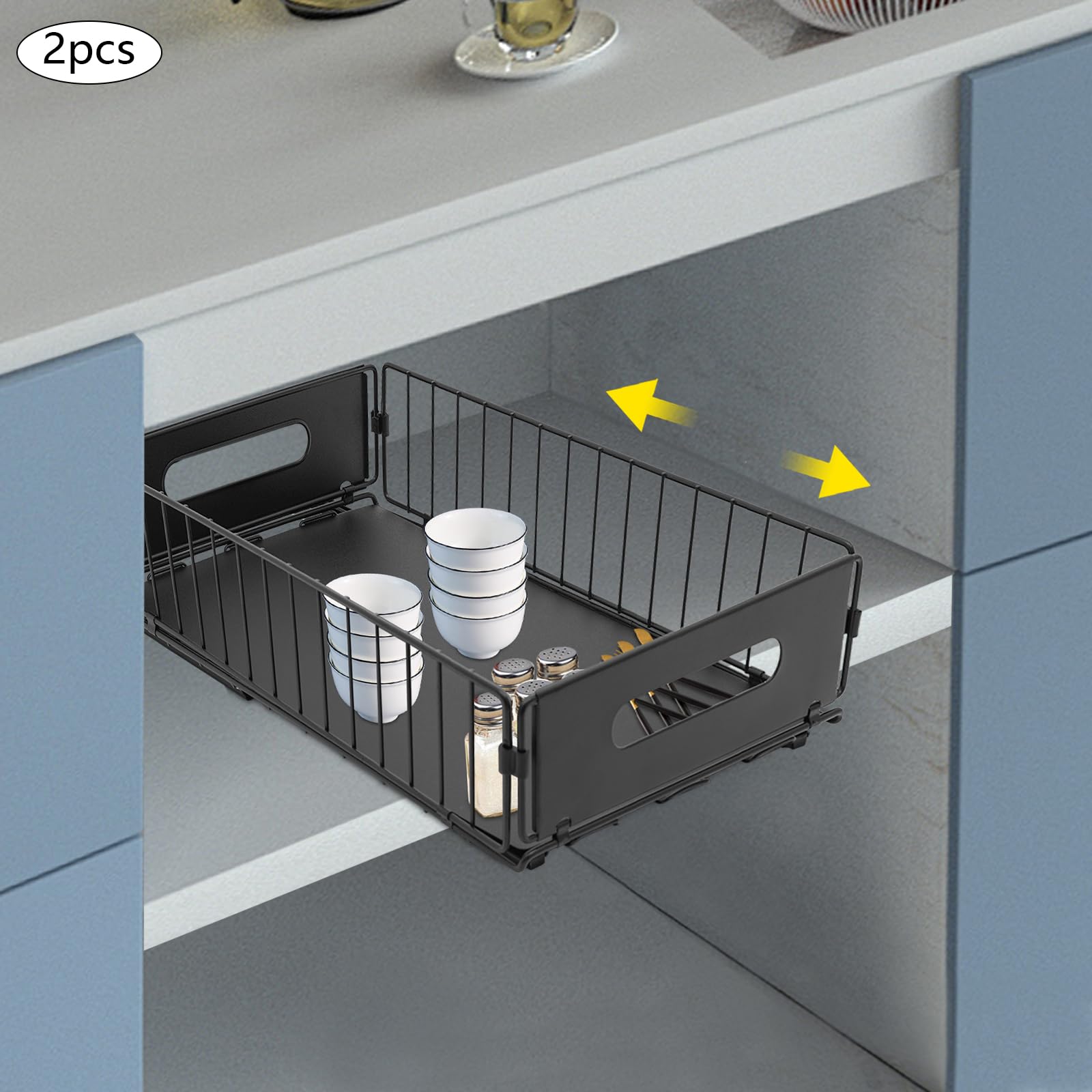 Confezione da 2 organizzatori estraibili, organizer per armadi per cucina e bagno, con 5 kg di capacità elevata, facile installazione per gli amanti della casa e dell'ordine
