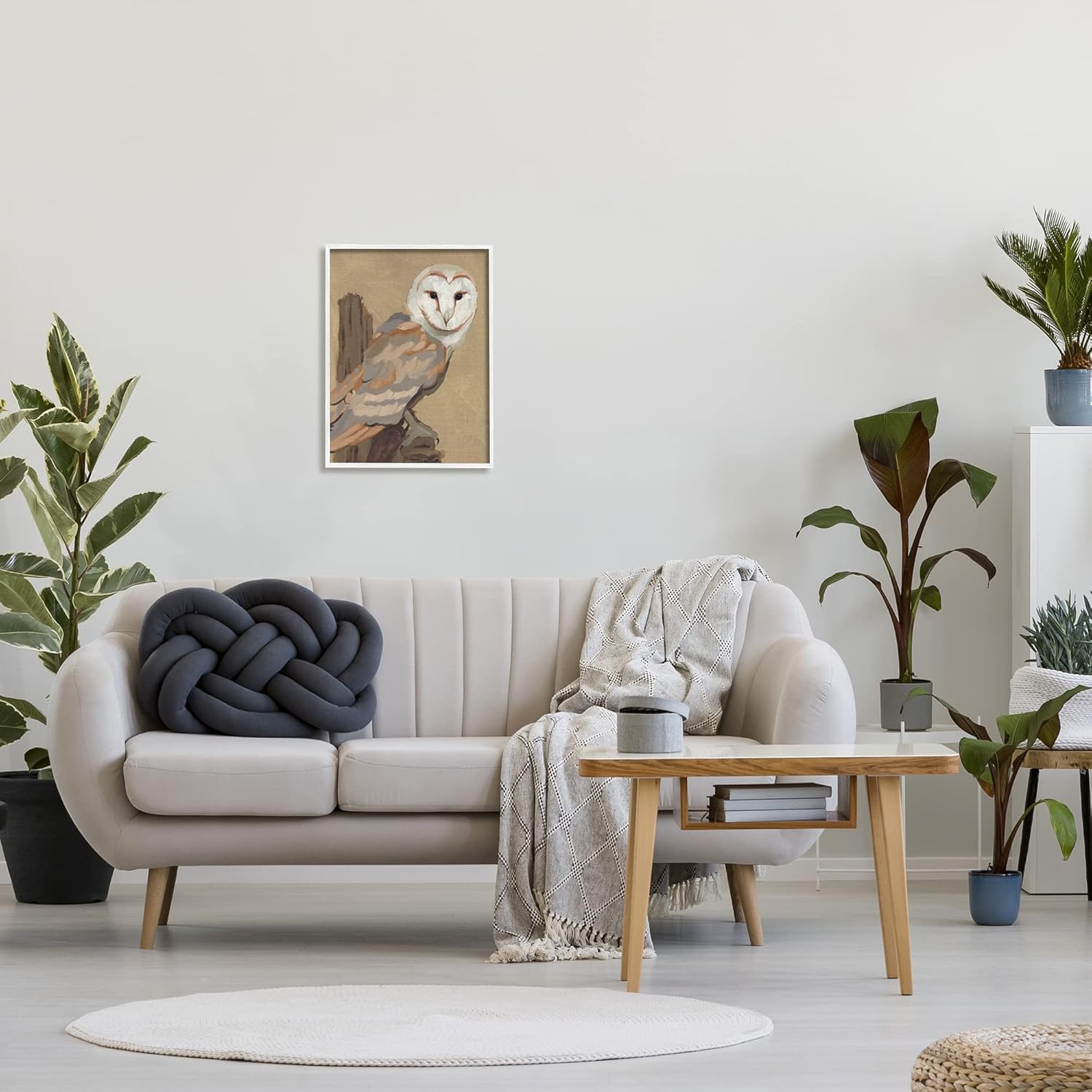 Stupell Industries Barn Owl Bird Perched Gazing Wildlife Animal Painting Framed Wall Art, Design By Jacob Green