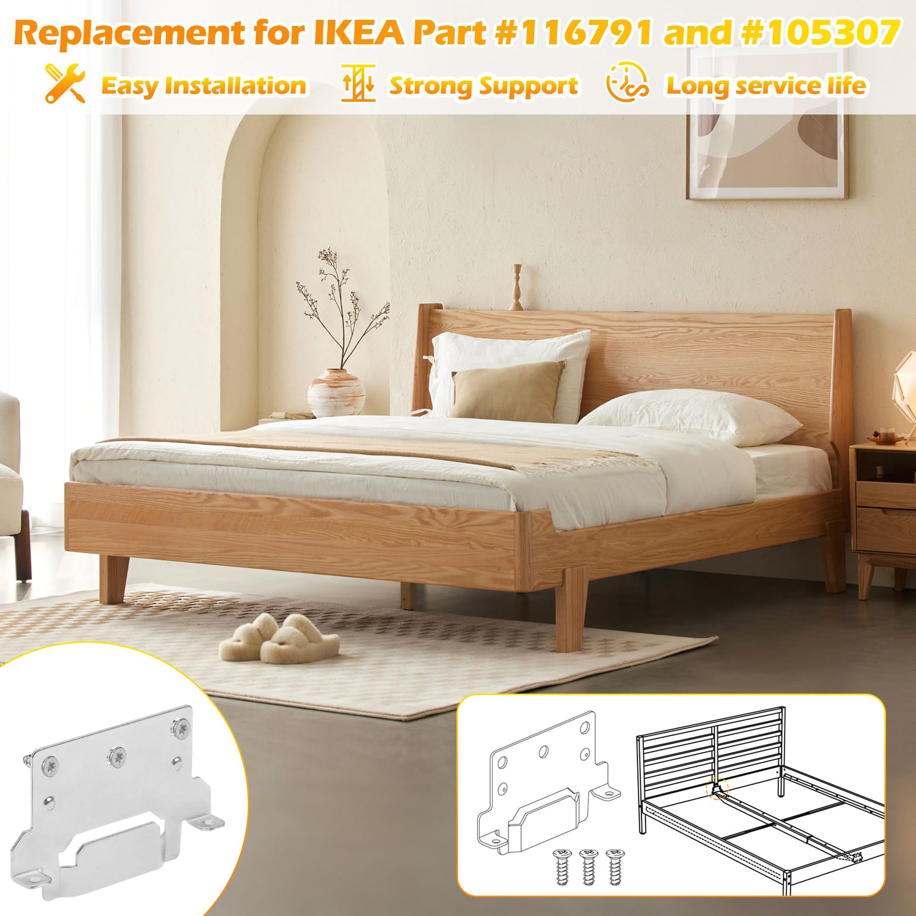 Lot De Plaques De Fixation Et Vis Pour Cadre De Lit IKEA - Réf. 116791 & 110789