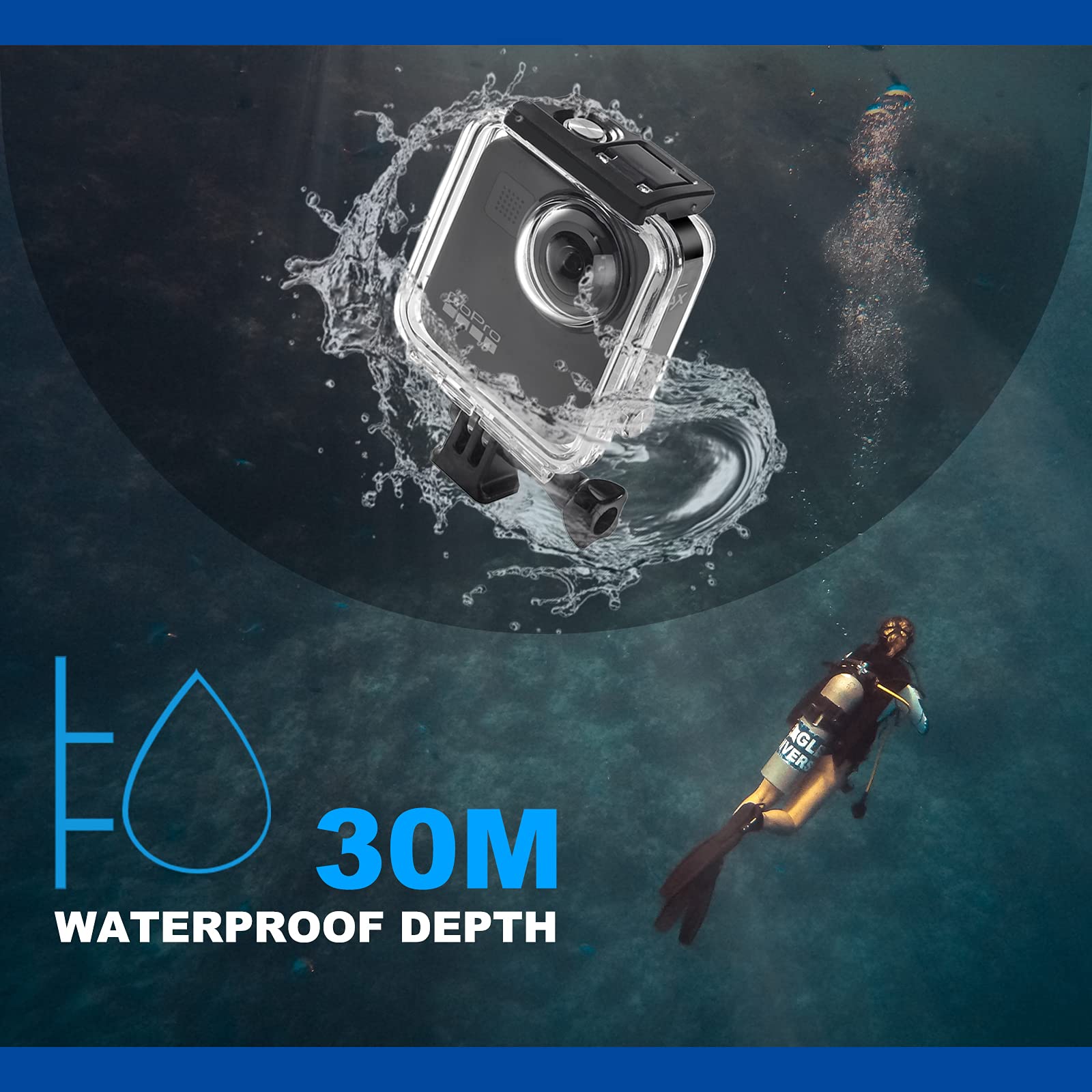 Funda impermeable para cámara de acción Gopro Max, carcasa protectora de buceo subacuático de 30 m con accesorios de soporte