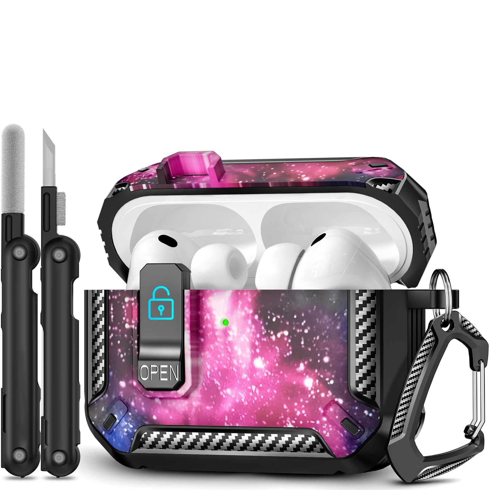 for AirPods Pro 3 Case (2025 New), Secure Lock Cases Cover with Cleaning Kit &amp; Keychain Compatible with Airpods Pro 3rd Generation Case for Men Women, Powerful Drop Protection