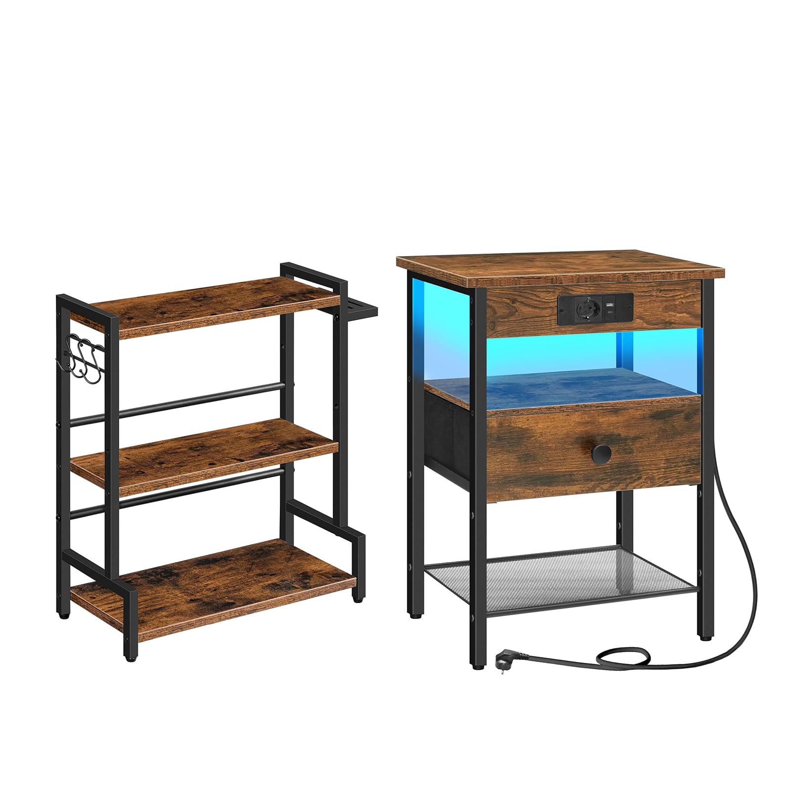 HOOBRO Gewürzregal und Nachttisch, für Esszimmer, Küchen, EBF01TL01-EBF209CDBZ01