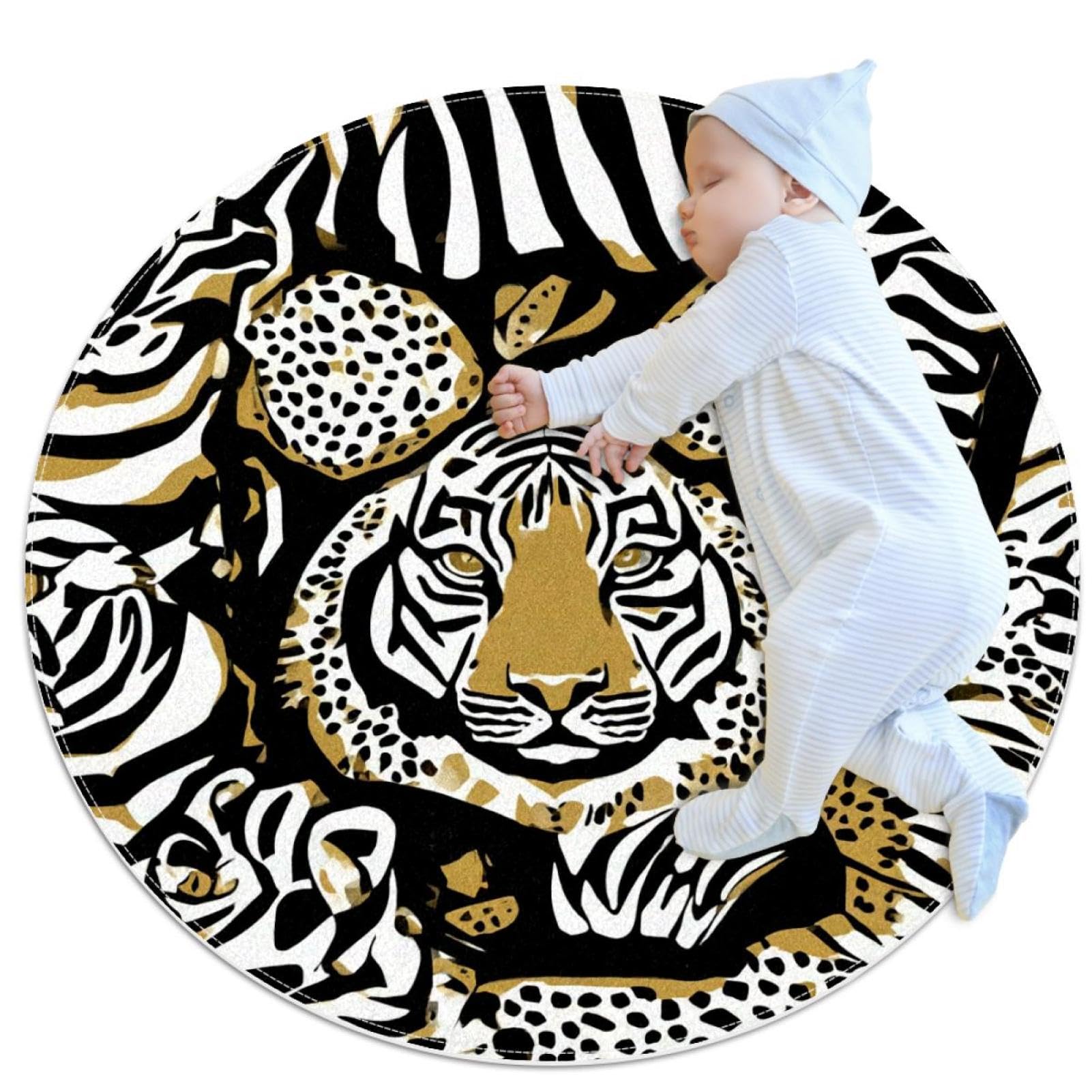 Paillasson pour canapé et chambre d'enfant rond 1m décoratif texture sauvage