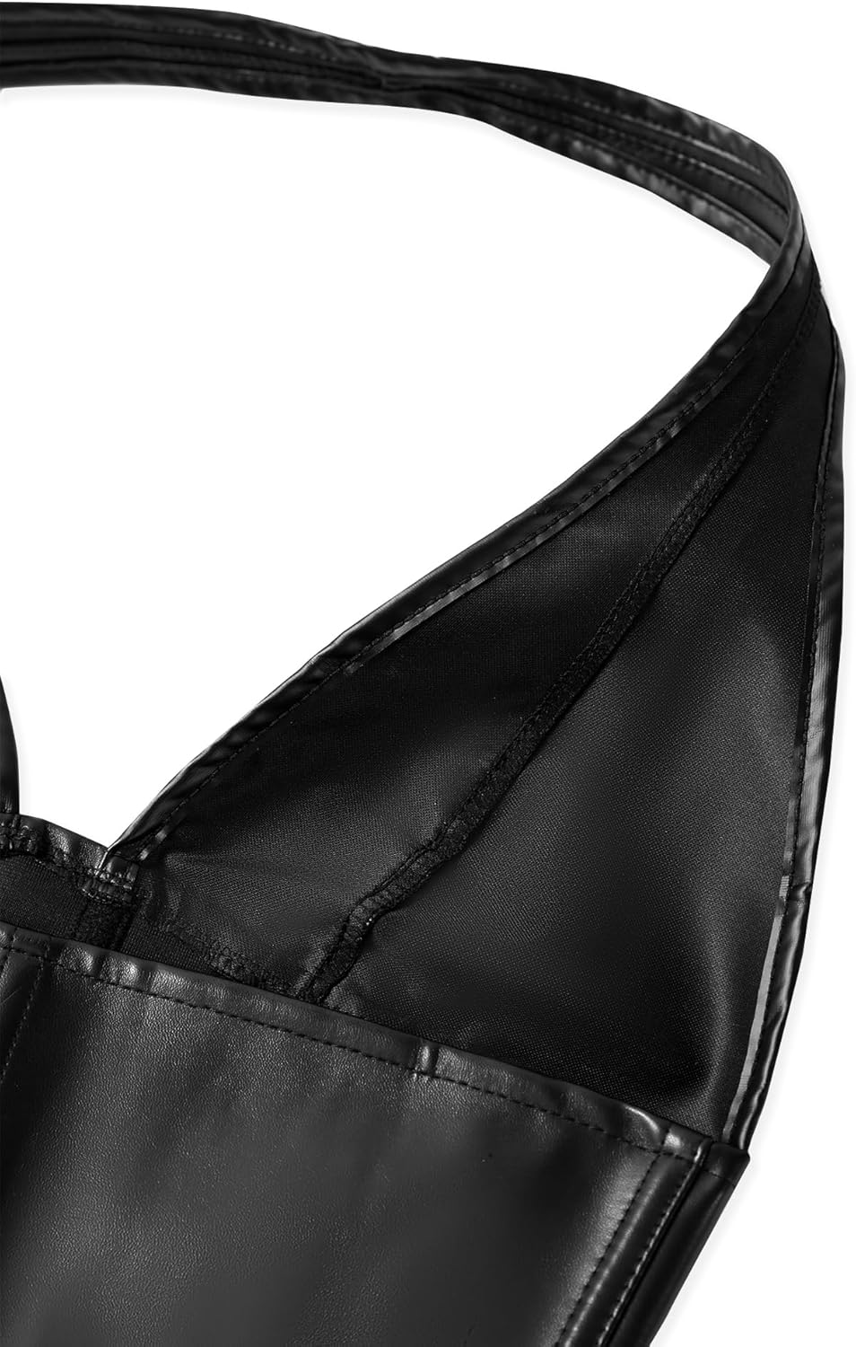 Women's Y2K Leather Halter Corset Tops Backless Shapewear Top Slit Grommet Eyelet Lace Up Party Tank Club Outfits - Image 6