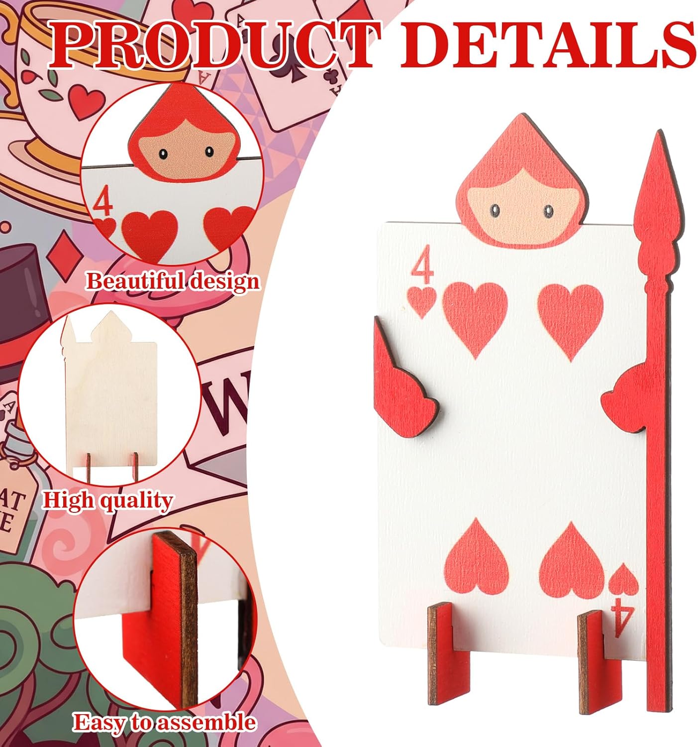 AceOrbit 12 Pcs Wonderland Tea Party Decoration Table Centerpiece Playing Cards Poker Soldiers Party Supplies for Wonderland Tea Birthday Afternoon Teas Baby Shower Garden Table Decoration