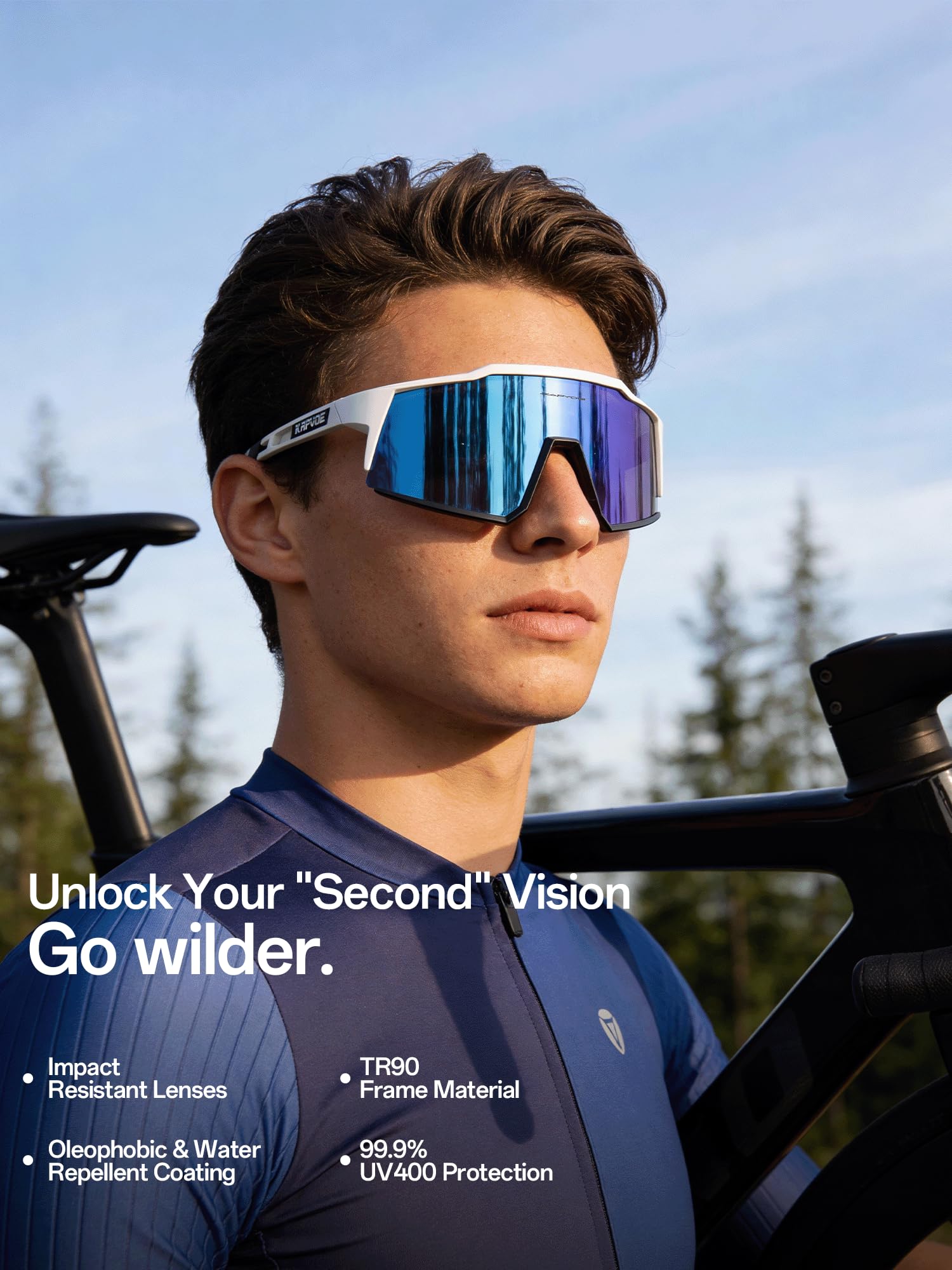 KAPVOE Gafas de Ciclismo Polarizadas K9022 TR90 4 Lentes Intercambiables Deportivas