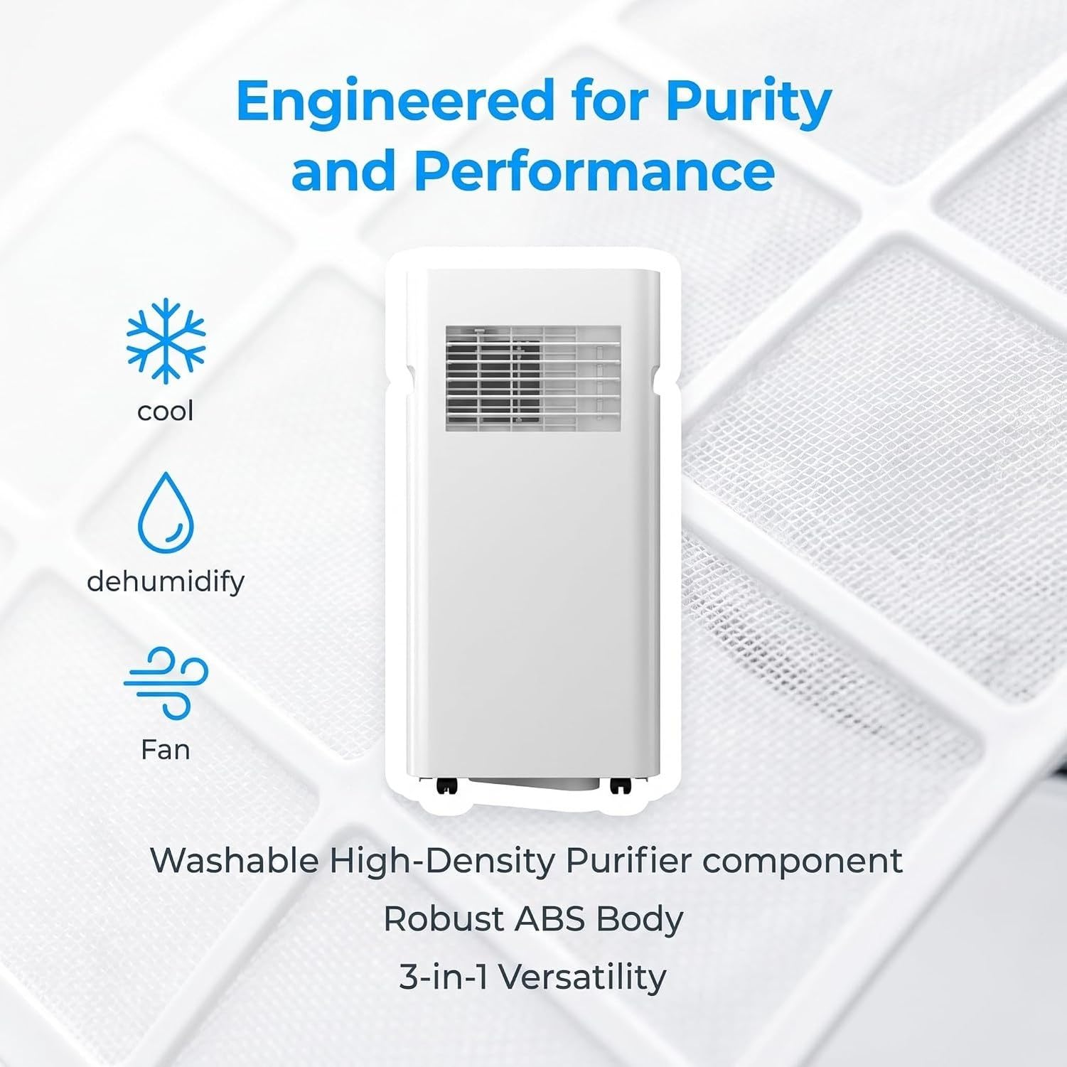 Aire Acondicionado Portátil 5000 BTU, de Enfriamiento Silencioso con Mando a Distancia, Temporizador 24 Horas, Fácil Instalación para Habitaciones, Style 3, 5000 BTU