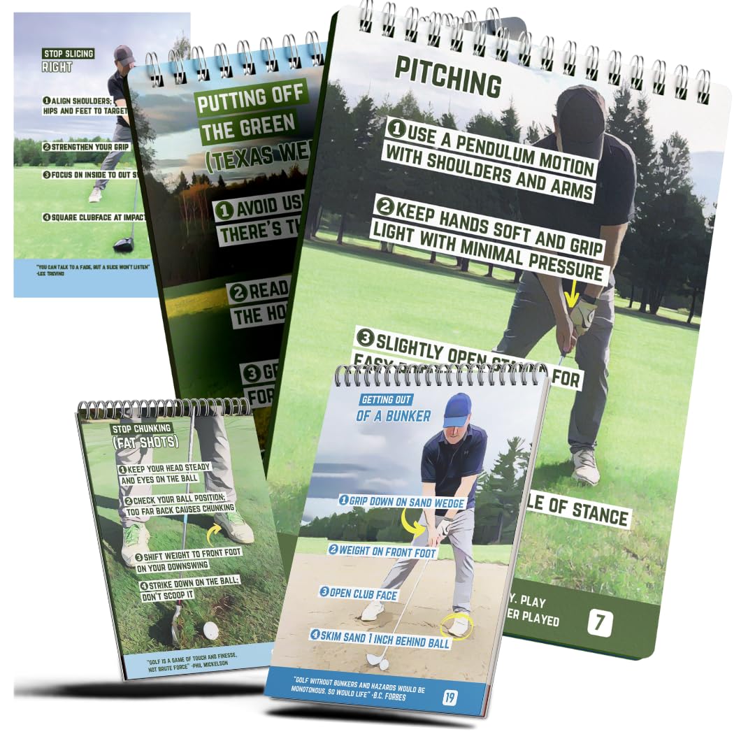 Golf Training Aid Pocketbook - Reference Guide for Golfing -Golf Cheat Sheets Packed With 175+ Tips for Swing and Putting - Waterproof and Durable Pocketbook - Ideal Tip Sheets & Sports Reference