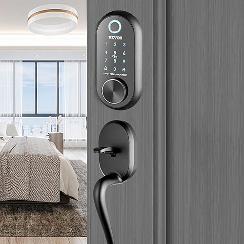 Miniatura 8 de VEVOR Cerradura inteligente, perilla de puerta inteligente 5 en 1, cerrojo de huellas dactilares con control de aplicación, cerradura de puerta de