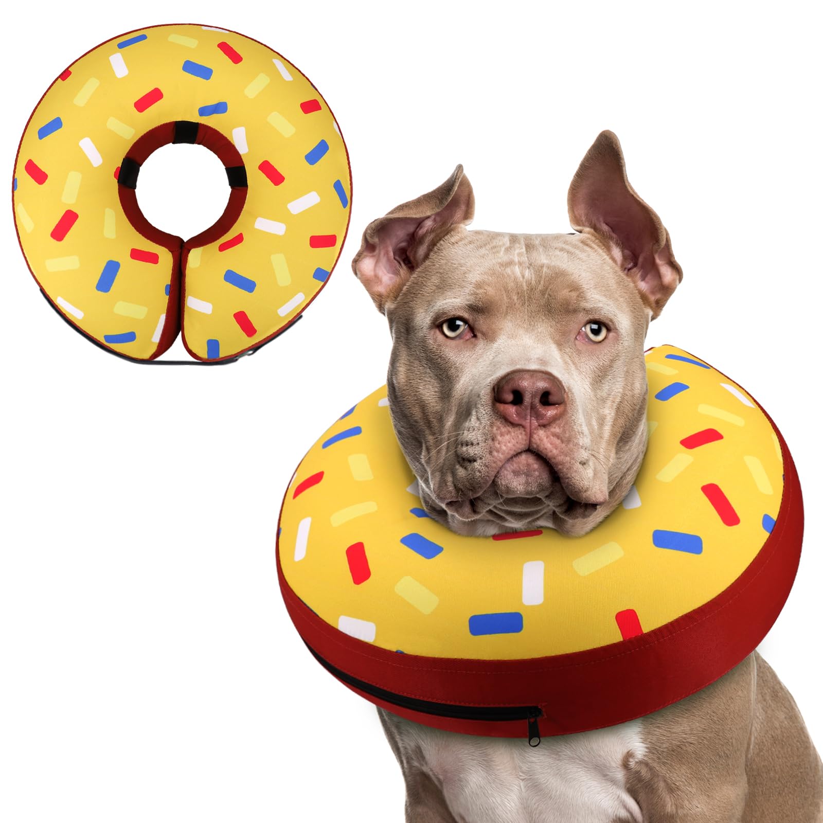 Supet Inflatable Dog Cone Collar Alternative After Surgery, Dog Neck Donut Collar Recovery E Collar for Neuter, Soft Pet Cone for Small Medium Large Dogs